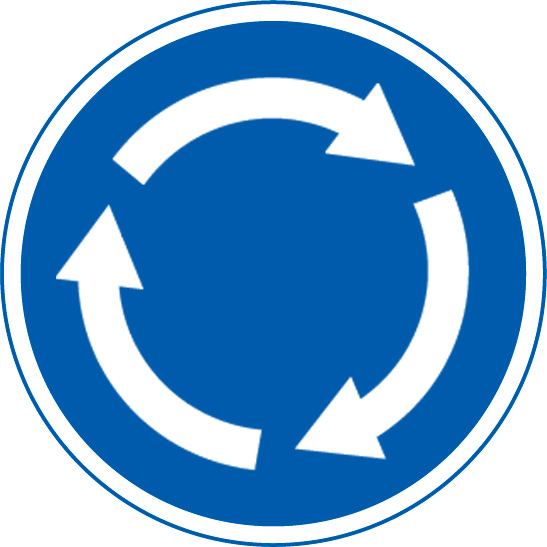 ラウンドアバウト（状の交差点における右回り通行）の規制標識